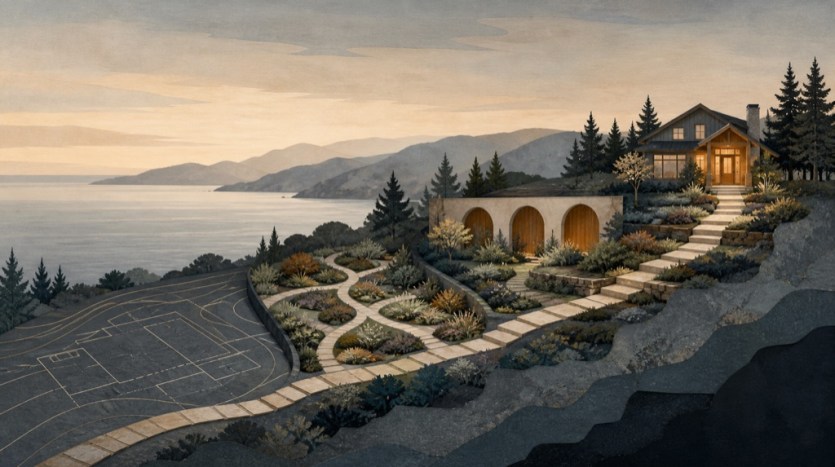 A four-stage landscape path leads from property verification to a completed home closing