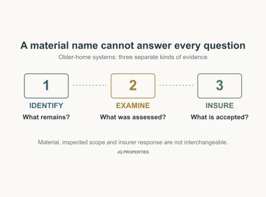 Three separate evidence roles ask what material remains, what was examined and what the insurer accepts.